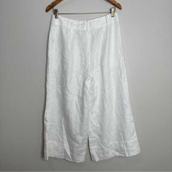 Soft Surroundings 100% Linen White Wide Leg Ankle Crop Resort Pants Size 4 - Picture 5 of 5